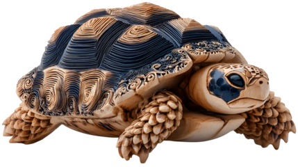 Exquisite carved wooden tortoise statue showcasing intricate detail and lifelike texture