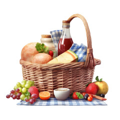 picnic basket with fruits and vegetables