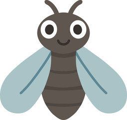 Funny cartoon insect characters including a happy flying bee, cute ladybug, and smiling ant illustration vector isolated on nature background