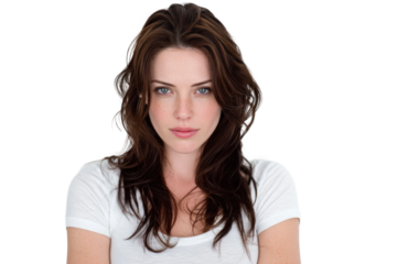 Captivating portrait of woman studio photography. Isolated on transparent background, png.