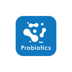 Probiotics logo design featuring abstract shapes on a blue background. Stock Vector