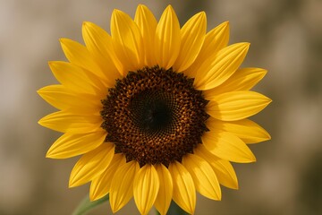 Fototapeta premium Close up shot showing a vibrant yellow sunflower in full bloom center