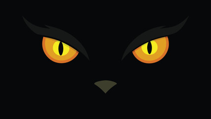 spooky black cat eyes glowing in darkness  vector 