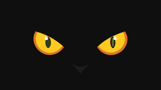 spooky black cat eyes glowing in darkness  vector 