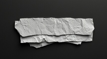 Crumpled White Paper Strips on Dark Background