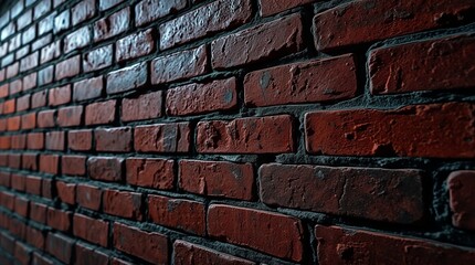 Textured Red Brick Wall with Angled Perspective