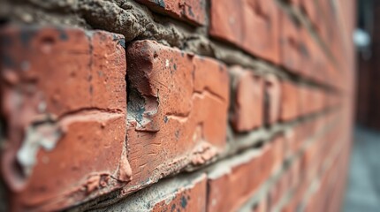 Rustic Red Brick Wall Close-Up