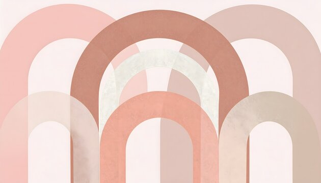 Overlapping soft arch and halfcircle shapes in muted clay blush and sand tones for warm minimal spring abstract background