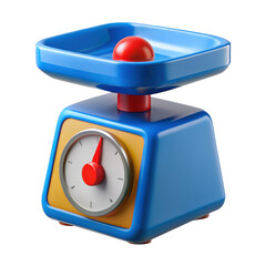 3d blue and yellow kitchen scale isolated on transparent background