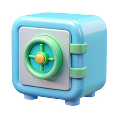 3d blue safe isolated on transparent background