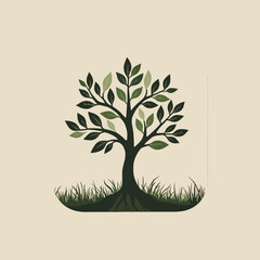 Obraz premium A tree with green leaves and a brown trunk