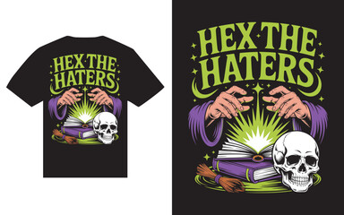 Obraz premium Spooky skull and wizard hands design for t shirt