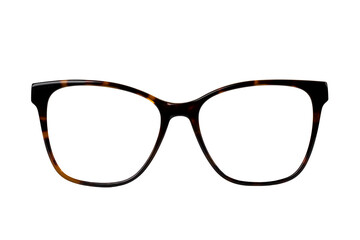 unisex eyeglass frame made of black plastic, insulated on a white background