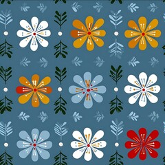 scandinavian folk art flowers simple shapes symmetrical cozy hygge feel.