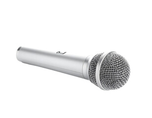 A small lavalier microphone, typically used for broadcasts, isolated on a white background, for audio concepts.