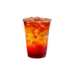 Refreshing Iced Tea in a Plastic Cup with Ice Cubes