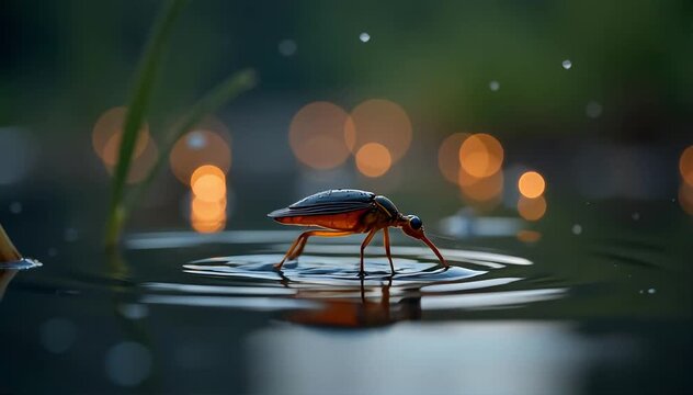 Water strider drinking droplets