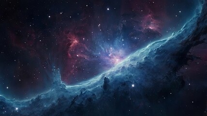 Obraz premium Exploding Colorful Space Nebula with Stars and Cosmic Light. Deep Galaxy Background with Dust Clouds, Outer Space Art for Sci-Fi and Astronomy Themes