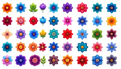 Colorful flower icons
