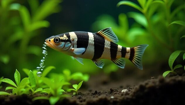 Zebra danio drinking as it glides