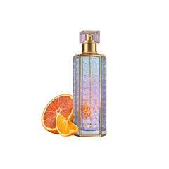Elegant Perfume Bottle with Citrus Fruit Slices