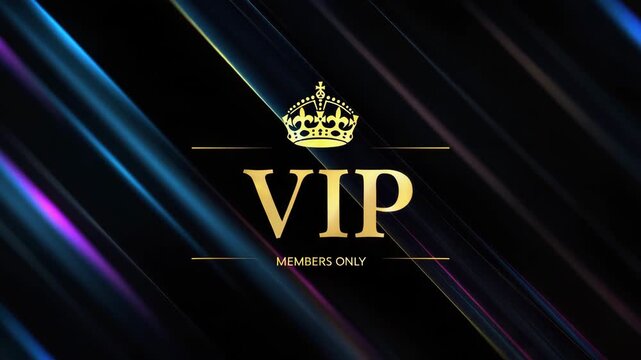 VIP membership background, luxury gold lettering, exclusive crown icon, elegant black design, premium access banner, members only concept, elite status