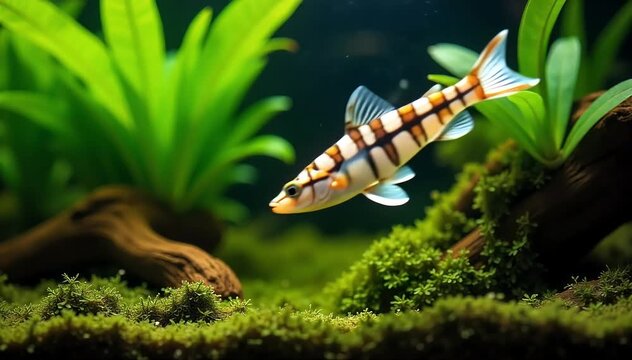 Zebra danio zigzagging in play