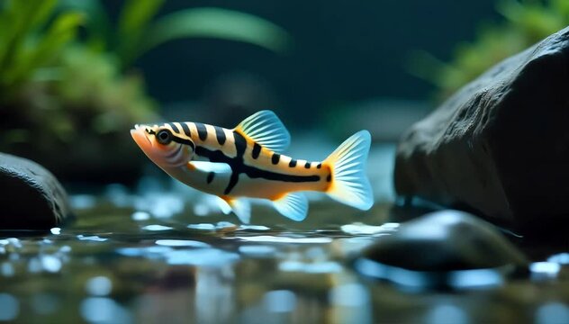 Zebra danio walking simulated by rapid flutters
