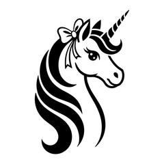 Unicorn with Bow Silhouette