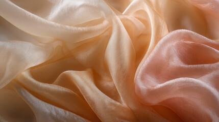 Obraz premium Soft, elegant silk in shades of peach, beige, pink, and white forming gentle lines and folds--perfect for baby-themed or refined design use