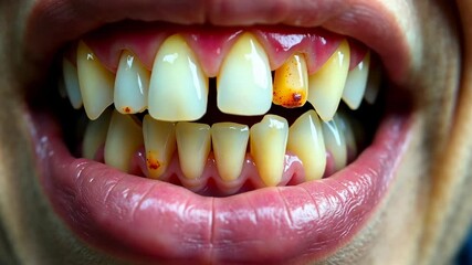 teeth, dental health, gum disease. Oral hygiene. Plaque buildup affects enamel strength. Gingivitis leads to receding gums. Healthier gums improve overall appearance.