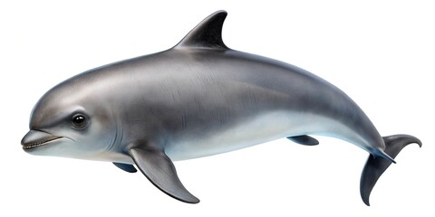 Isolated illustration of a harbor porpoise swimming marine mammal species isolated on white background