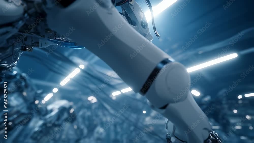 Wall mural advanced robotic arm holding a small object, showcasing precision and technological advancement in a