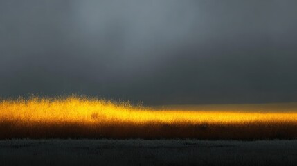 Golden grass field under a dramatic sky