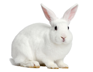 White rabbit sitting on transparent background, perfect for easter projects