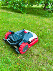 Introducing the Robotic Lawn Mower Your Efficient and Automated Lawn Care Solution Perfectly Designed to Maintain Green Grass, Assuring a WellKept Yard Without the Hassle of Manual Mowing