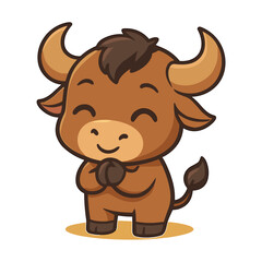 Fototapeta premium Smiling buffalo calf character illustration