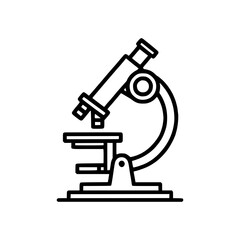 A detailed outline of a microscope, perfect for scientific illustration or educational purposes. The design emphasizes clean lines and key components.