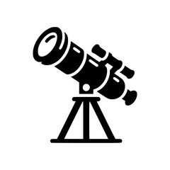 Black silhouette of a telescope against a backdrop, symbolizing discovery, exploration, and scientific inquiry.