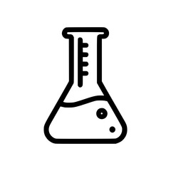 A simple yet elegant line art illustration of a conical flask, representing scientific research and experimentation