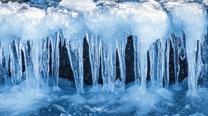 Icicles on a frozen surface