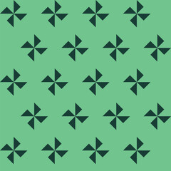Pattern designed from small windmills created from dark green triangles on a neon green background