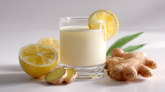 Invigorating Lemon Ginger Elixir: A Refreshing Fusion of Citrus and Spice in a Glass with Zesty Garnish