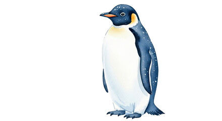 Obraz premium A digital illustration of a cute penguin standing on a black background looking to the left side
