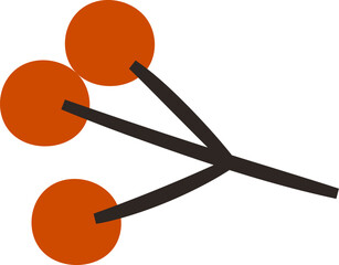 Abstract Branch with Three Berries