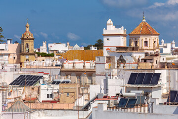Rooftops and historic towers in Cadiz, Spain on a sunny day © pillerss