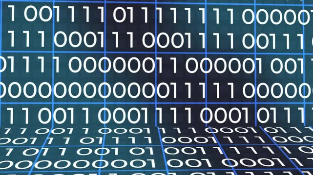 Binary code grid pattern with white background for tech presentations or digital design projects needing a sleek, modern aesthetic appeal