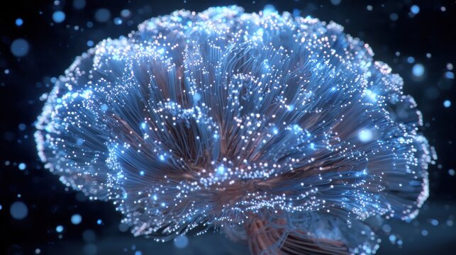 Abstract brain, fiber optic network