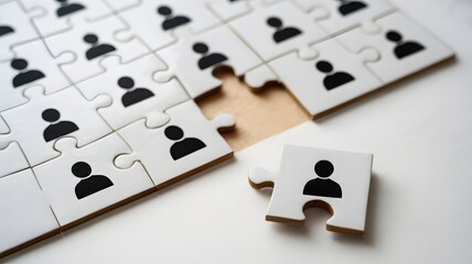 Human Resource Recruitment Concept With Puzzle Pieces Representing Employee Selection Workforce Management Team Building And Organizational Planning

