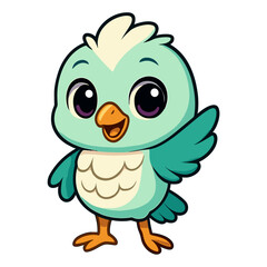 Happy little bird waving with joy and charm
